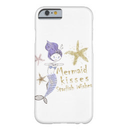 Purple Gold Glitter Mermaid Wishes Starfish Kisses Barely There iPhone 6 Case