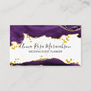 *~* Purple Gold Glitter Modern Elegant Agate Business Card