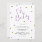 Purple & Gold Glitter Oh Baby Shower Invitation (Front)