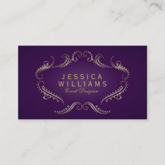 Purple & Gold Glitter Ornate Frame 3 Business Card