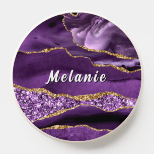 Purple Gold Glitter PopSocket Personalized Name