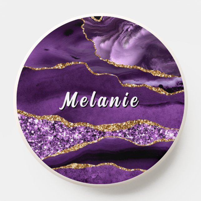 Purple Gold Glitter PopSocket Personalized Name (Popsocket)