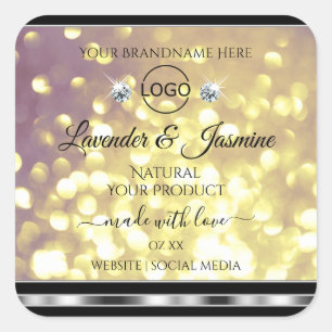 Purple Gold Glitter Product Labels Diamonds Logo