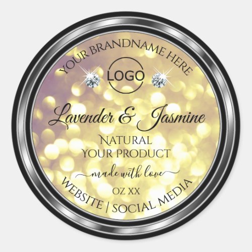 Purple Gold Glitter Product Labels Diamonds Logo