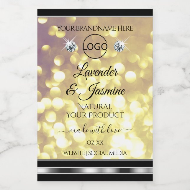 Purple Gold Glitter Product Labels Diamonds Logo (Single Label)