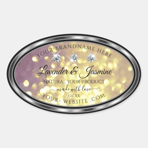 Purple Gold Glitter Product Labels Diamonds Silver