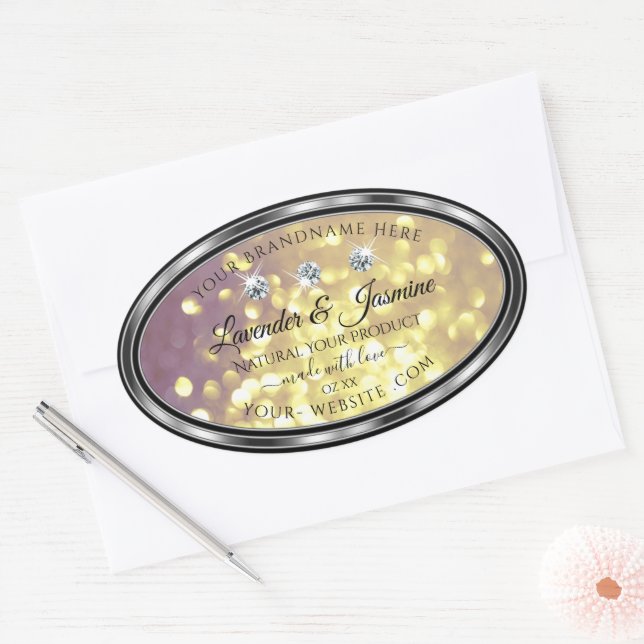 Purple Gold Glitter Product Labels Diamonds Silver (Envelope)