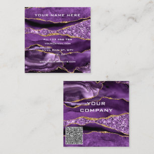 Purple Gold Glitter QR Code Business Cards Example