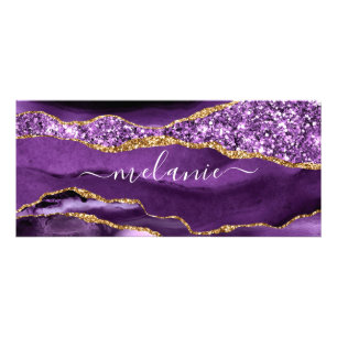 Purple Gold Glitter Rack Card with Custom Name
