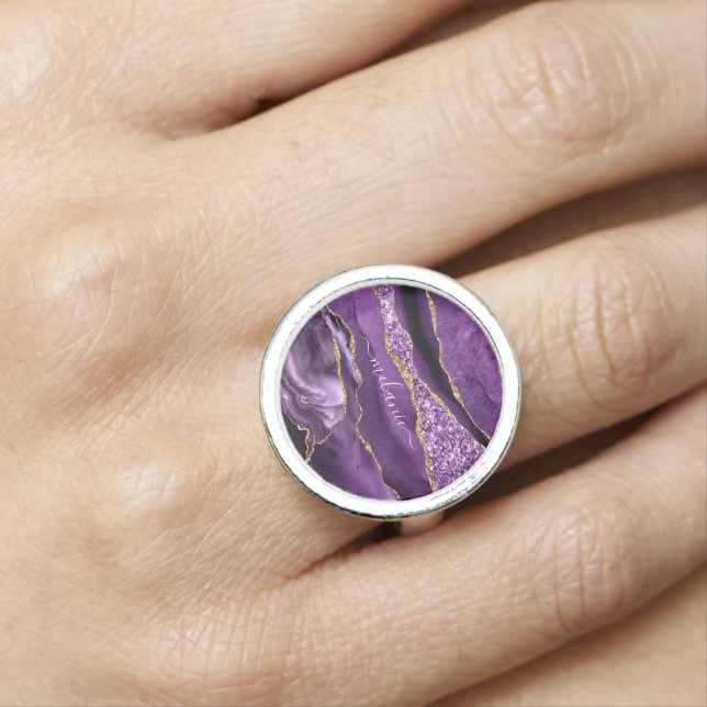 Purple Gold Glitter Ring with Custom Name (In Situ)