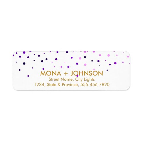 Purple Gold Glitter Sparkle Confetti Dots Modern Label