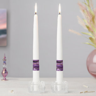 Purple Gold Glitter Taper Candle with Custom Name