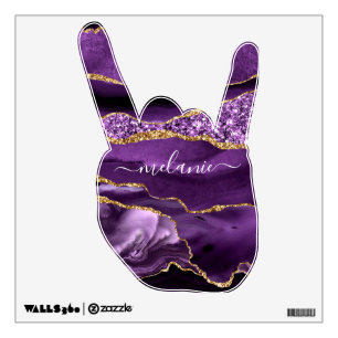Purple Gold Glitter Wall Decal Personalized Name