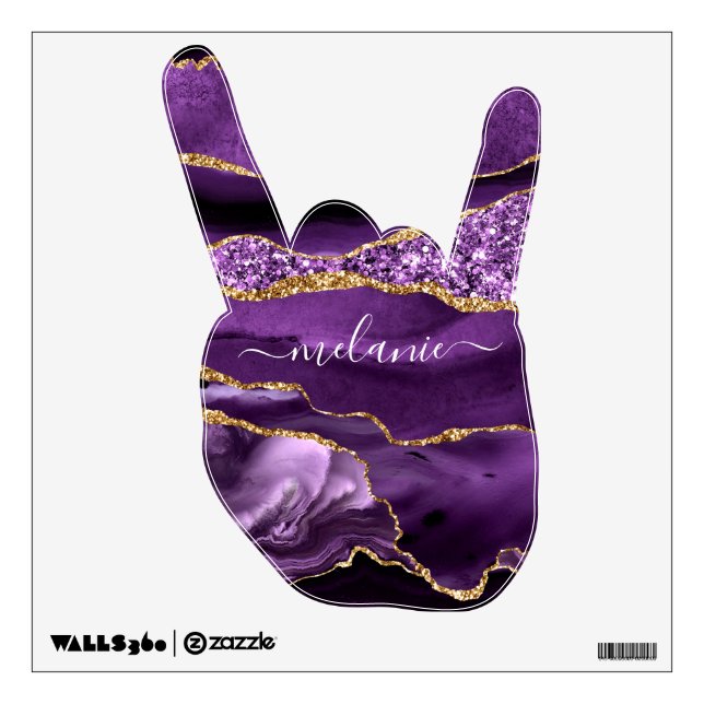 Purple Gold Glitter Wall Decal Personalized Name (Front)