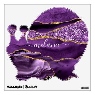 Purple Gold Glitter Wall Decal Personalized Name
