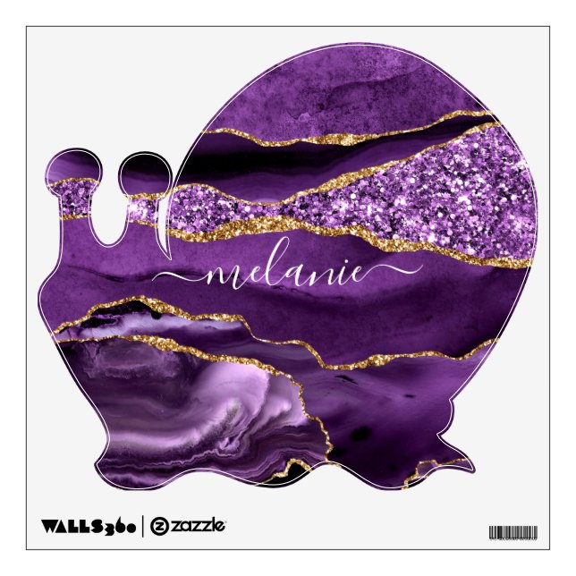 Purple Gold Glitter Wall Decal Personalized Name (Front)