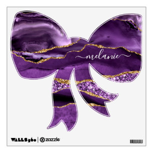 Purple Gold Glitter Wall Decal with Custom Name