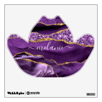 Purple Gold Glitter Wall Decal with Custom Name