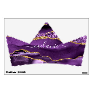 Purple Gold Glitter Wall Decal with Custom Name