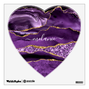 Purple Gold Glitter Wall Decal with Custom Name