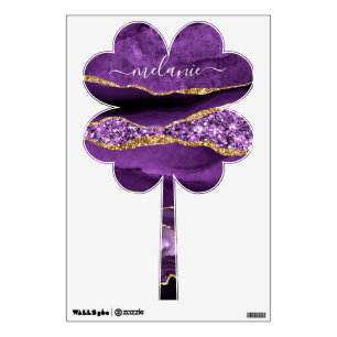 Purple Gold Glitter Wall Decals Custom Name