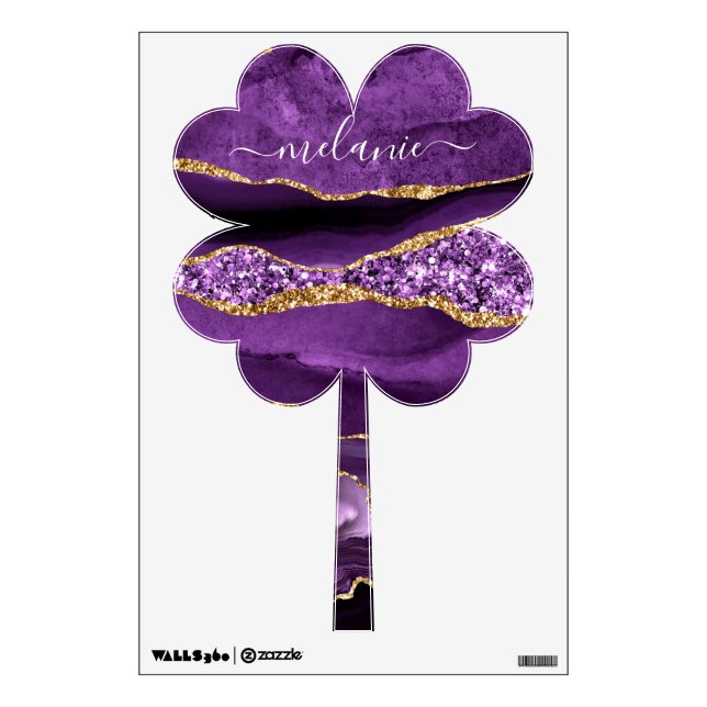 Purple Gold Glitter Wall Decals Custom Name (Front)