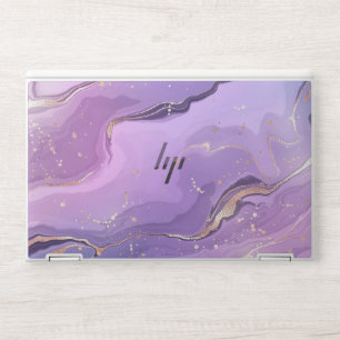 Purple & gold glitter water marble HP laptop skin