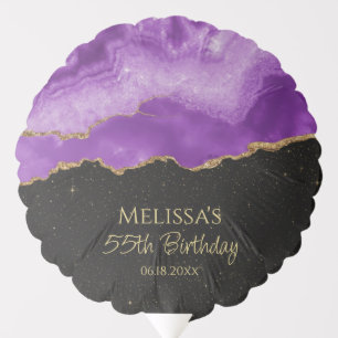 Purple Gold Glitter Watercolor Marble Balloon