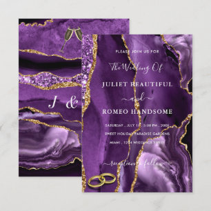 Purple Gold Glitter Wedding Invitations Example