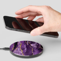 Purple Gold Glitter Wireless Charger Custom Name