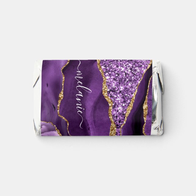 Purple Gold Glitter Your Name Hershey's Miniatures (Front)