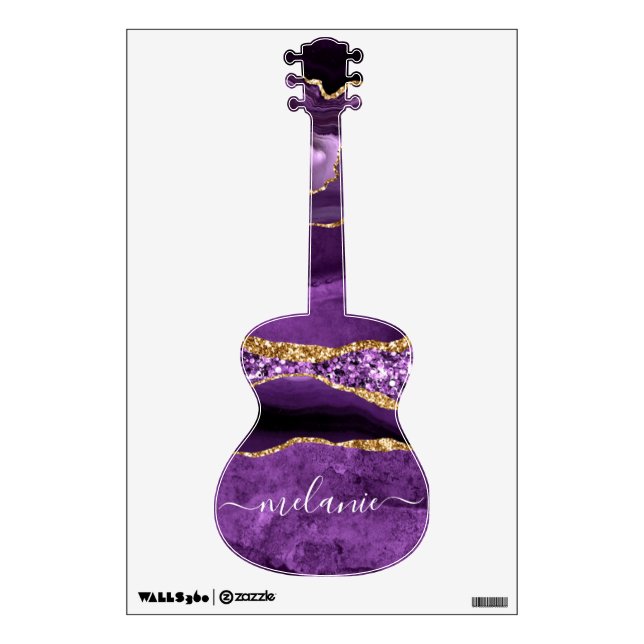 Purple Gold Glitter Your Name Wall Decals (Front)