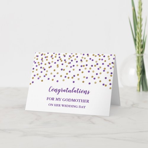 Purple Gold Godmother Wedding Day Congratulations Card