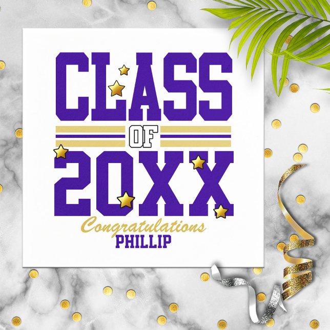 Purple|Gold Graduating Class Year Napkins (Creator Uploaded)