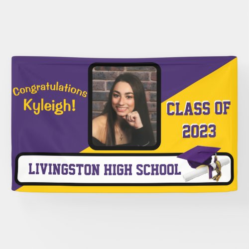 Purple  Gold Graduation Banner