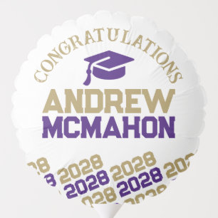 Purple & Gold Graduation Centerpiece Balloon