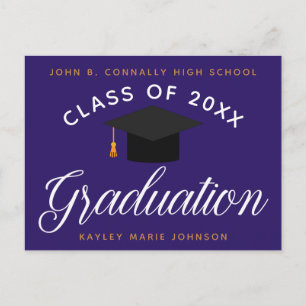 Purple Gold Graduation Ceremony Custom Invitation Postcard