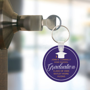 Purple Gold Graduation Custom 2025 Graduate Keychain