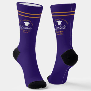 Purple Gold Graduation Custom 2026 Graduate Socks
