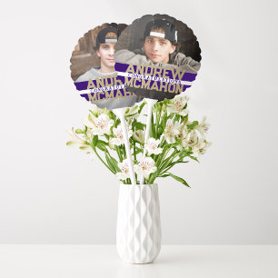 Purple & Gold Graduation Double Photo Centerpiece Balloon
