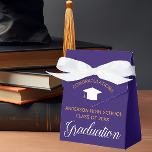 Purple Gold Graduation Elegant Custom 2026 Party Favor Boxes