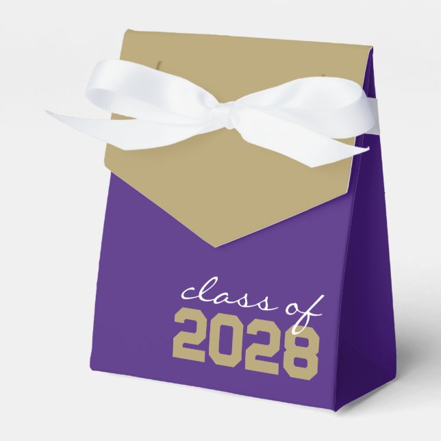 Purple & Gold Graduation Favor Boxes (Front Side)