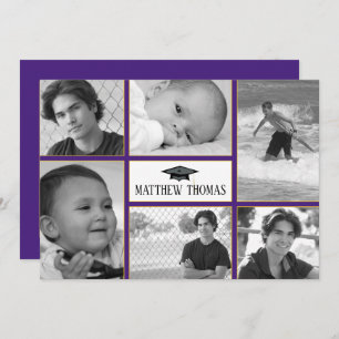 Purple & Gold Graduation Invitation, Matte 5" x 7" Invitation