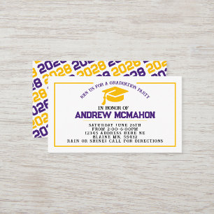 Purple Gold Graduation Invite Announcement Insert