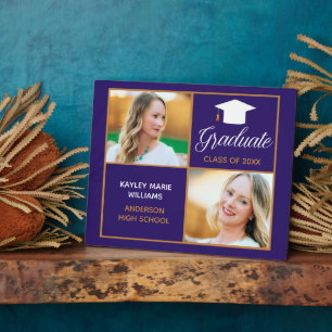 Purple Gold Graduation Keepsake Graduate Photo Plaque