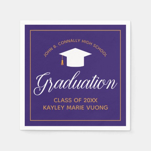 Purple Gold Graduation Party Custom 2024 Graduate Napkins