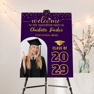 Purple & Gold Graduation Party Welcome Arch Photo Foam Board