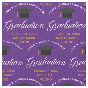 Purple Gold Graduation Personalized Graduate Fabric