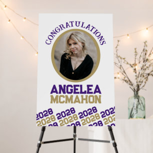 Purple Gold Graduation Photo Autograph Signature Foam Board