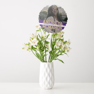Purple & Gold Graduation Photo Centerpiece Balloon